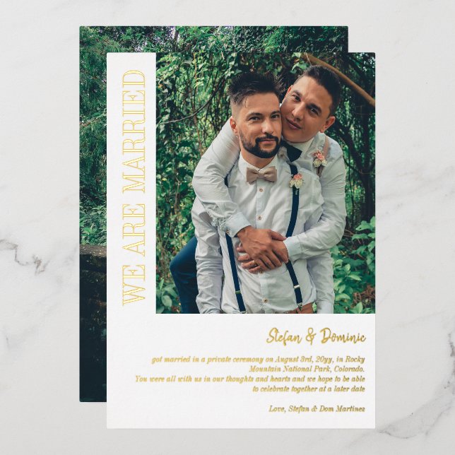 Invitation En Aluminium Mariage Intime Cérémonie Privée Photo Élégante (Recto/Verso)