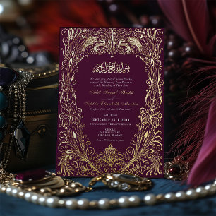 Invitation En Aluminium Mariage islamique de prune violette ottomane turc 