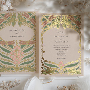 Invitation En Aluminium Mariage Libellule Art Nouveau Pastel Douce
