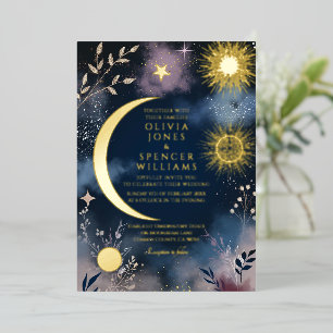 Invitation En Aluminium Mariage Magie Céleste Lune & Étoiles