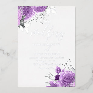 Invitation En Aluminium Mariage magique à huile violet et argent