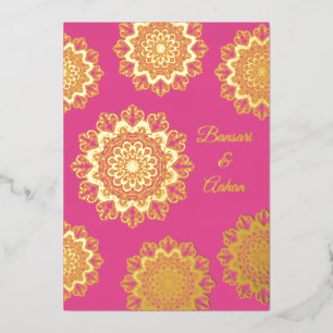 Invitation En Aluminium Mariage mandala doré hindou