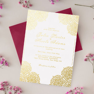 Invitation En Aluminium Mariage Mandala Envoûtant Rouge Profond et Bleu