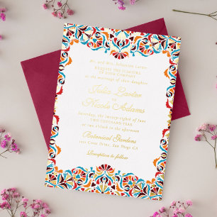 Invitation En Aluminium Mariage mandala floral fantaisiste orange sarcelle