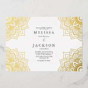 Invitation En Aluminium Mariage mandala or délicat Blanc