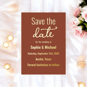 Invitation En Aluminium Mariage Marron Save the Date Terracotta Bohème
