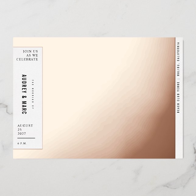 Invitation En Aluminium Mariage Maximaliste Minimaliste (Recto)