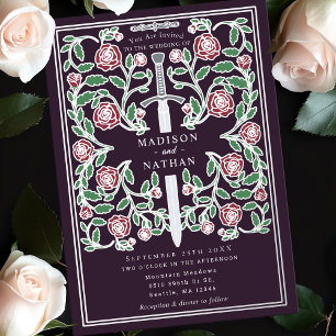 Invitation En Aluminium Mariage Médiéval Fantastique Épée Argentée Aubergi