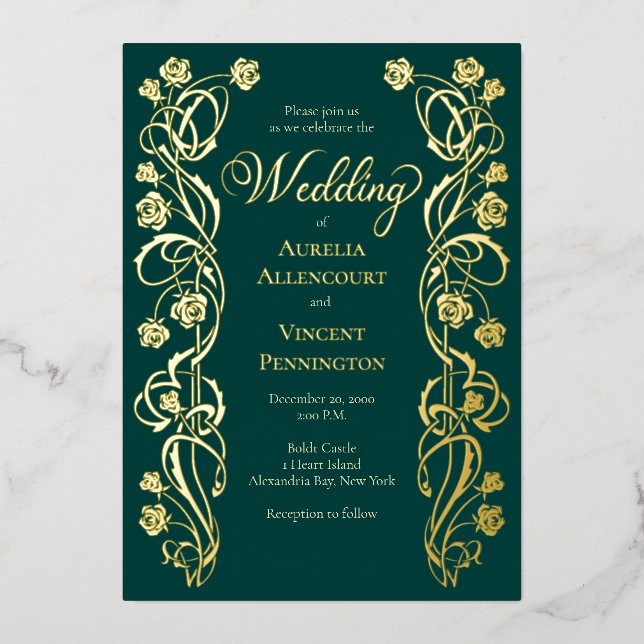 Invitation En Aluminium Mariage médiéval royal Rose (Recto)