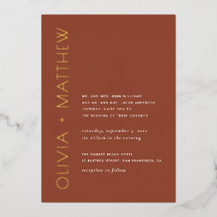 Invitation En Aluminium Mariage minimaliste automnal à typographie dorée e