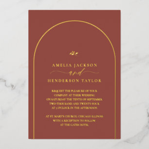 Invitation En Aluminium Mariage Minimaliste Bohème Arche en Terracotta