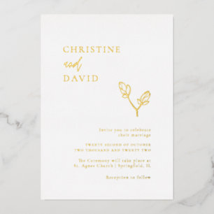 Invitation En Aluminium Mariage minimaliste Boho Gold Foil