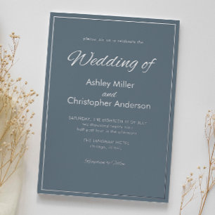 Invitation En Aluminium Mariage minimaliste en gris ardoise de script