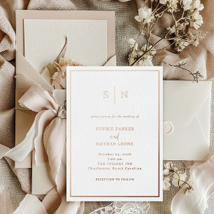 Invitation En Aluminium Mariage minimaliste et chic avec bordure Rose Go