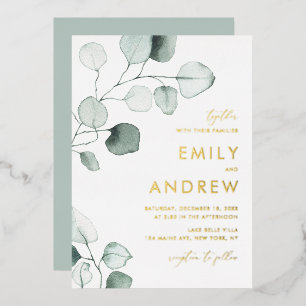 Invitation En Aluminium Mariage minimaliste Feuille Eucalyptus