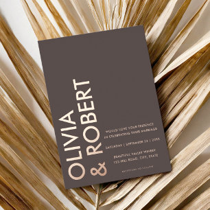 Invitation En Aluminium Mariage Minimaliste Moderne Brun