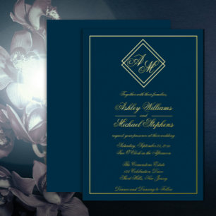 Invitation En Aluminium Mariage minimaliste moderne géométrique monogramme