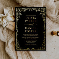 Mariage Minimaliste Or Noir Élégant