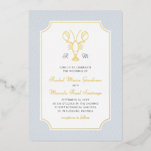 Invitation En Aluminium Mariage Minimaliste Préppy de Homard Côtiers