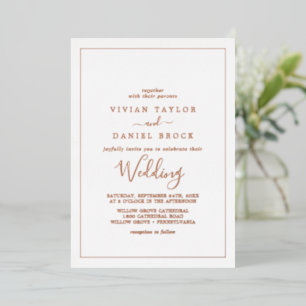 Invitation En Aluminium Mariage minimaliste Rose Gold Foil