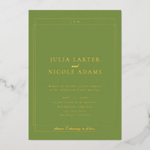 Invitation En Aluminium Mariage minimaliste simple vert ivoire classique