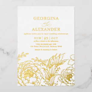 Invitation En Aluminium Mariage minimaliste Vintage d'or blanc