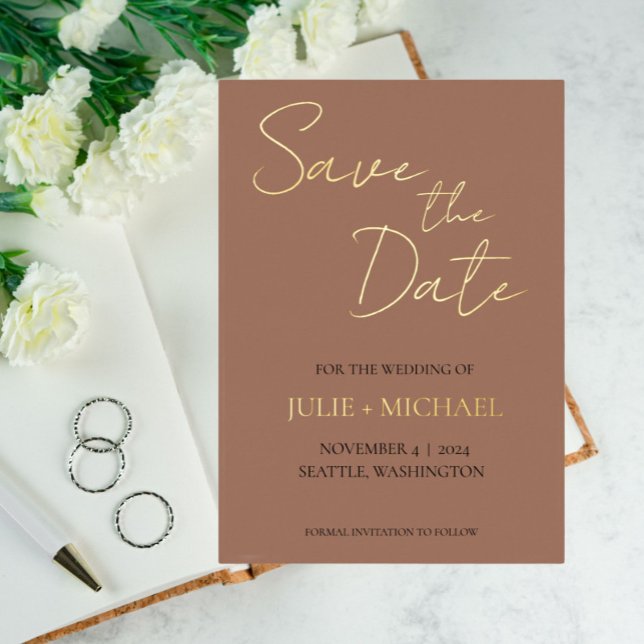 Invitation En Aluminium Mariage Mocha style simple Enregistrer la date (In Situ Wedding)