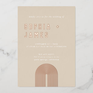 Invitation En Aluminium Mariage Moderne Bohème Arc Orange Ocre 