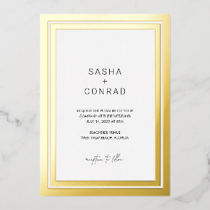 Invitation En Aluminium Mariage Moderne Bordure Gras