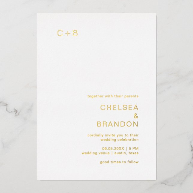 Invitation En Aluminium Mariage moderne de Chelsea (Recto)