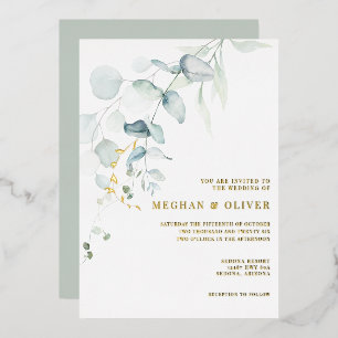 Invitation En Aluminium MARIAGE   Moderne Elégant Eucalyptus verdure