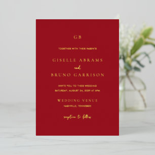 Invitation En Aluminium Mariage Moderne Élégant Rouge Rubis