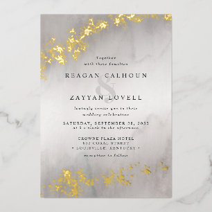 Invitation En Aluminium Mariage Moderne Luxueux à Paillettes d'Or sur Fond