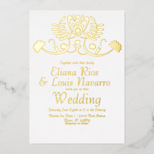 Invitation En Aluminium Mariage moderne mexicain de fleurs folkloriques