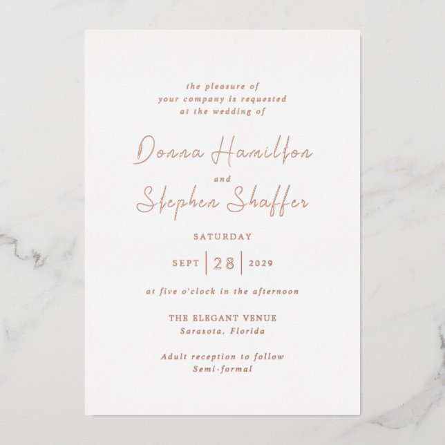 Invitation En Aluminium Mariage moderne propre (Recto)