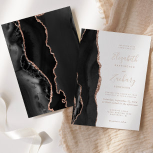 Invitation En Aluminium Mariage Moderne Rose Or Noir Agate
