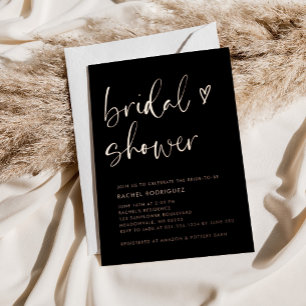 Invitation En Aluminium Mariage Moderne Script Rose Noir Dorure Bridal Sho