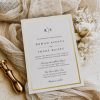 Mariage Monogramme Classique Noir & Bordure Ecru