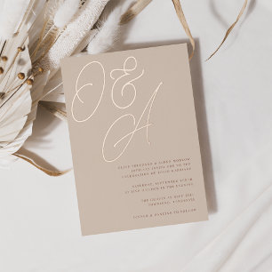 Invitation En Aluminium Mariage   Monogramme de script en or rose Sable
