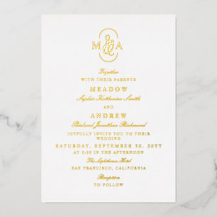 Invitation En Aluminium Mariage Monogramme Esperluette Typographie Élégant