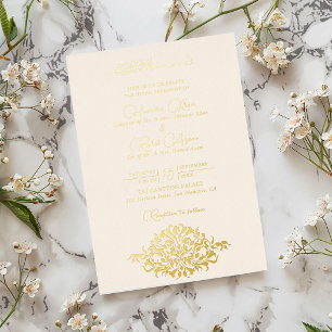 Invitation En Aluminium Mariage Musulman Artistique Botanique Floral Paisl