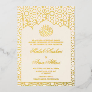Invitation En Aluminium Mariage musulman musulman de luxe géométrique or