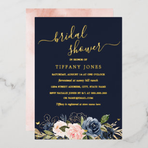 Invitation En Aluminium Mariage naval rose floral papillon douche de maria