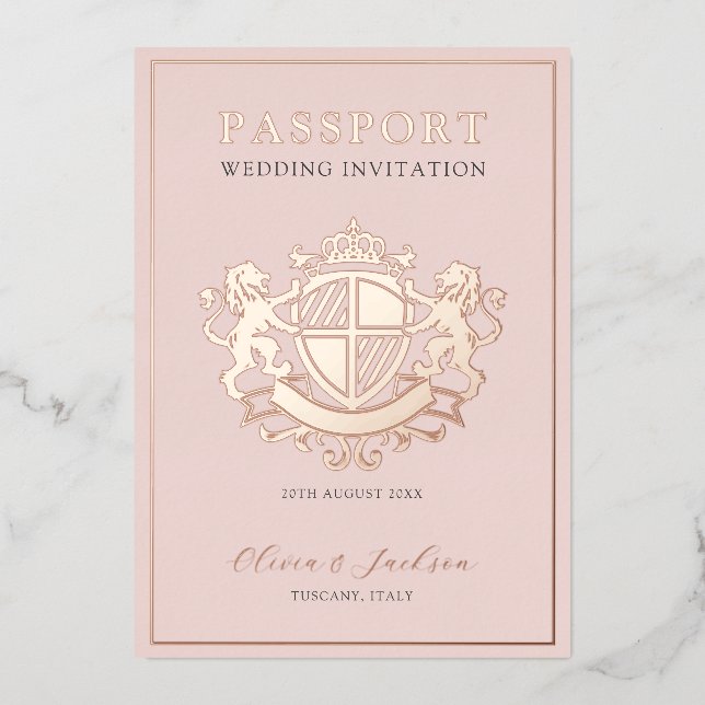 Invitation En Aluminium Mariage Neutre Rose et Rose Gold Chic Destination (Recto)