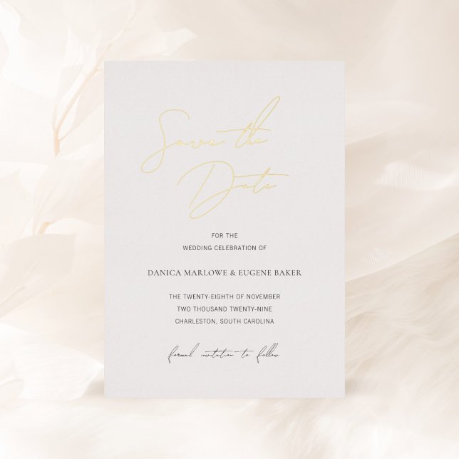 Invitation En Aluminium Mariage noir et blanc classique Enregistrer la dat (Créateur téléchargé)