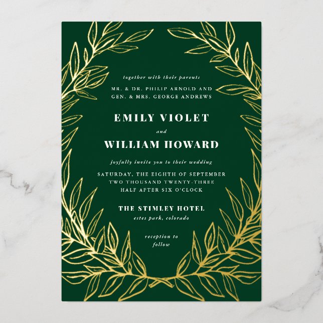 Invitation En Aluminium Mariage officiel de couronne dorée (Recto)