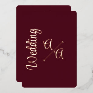 Invitation En Aluminium Mariage or à huile Rich Burgundy Solid Color Rose