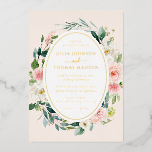 Invitation En Aluminium Mariage or floral Blush
