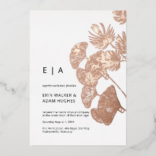 Invitation En Aluminium Mariage or Gingko Leaf Real Rose