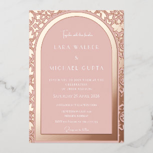 Invitation En Aluminium Mariage or Rose prestigieux (Solid)